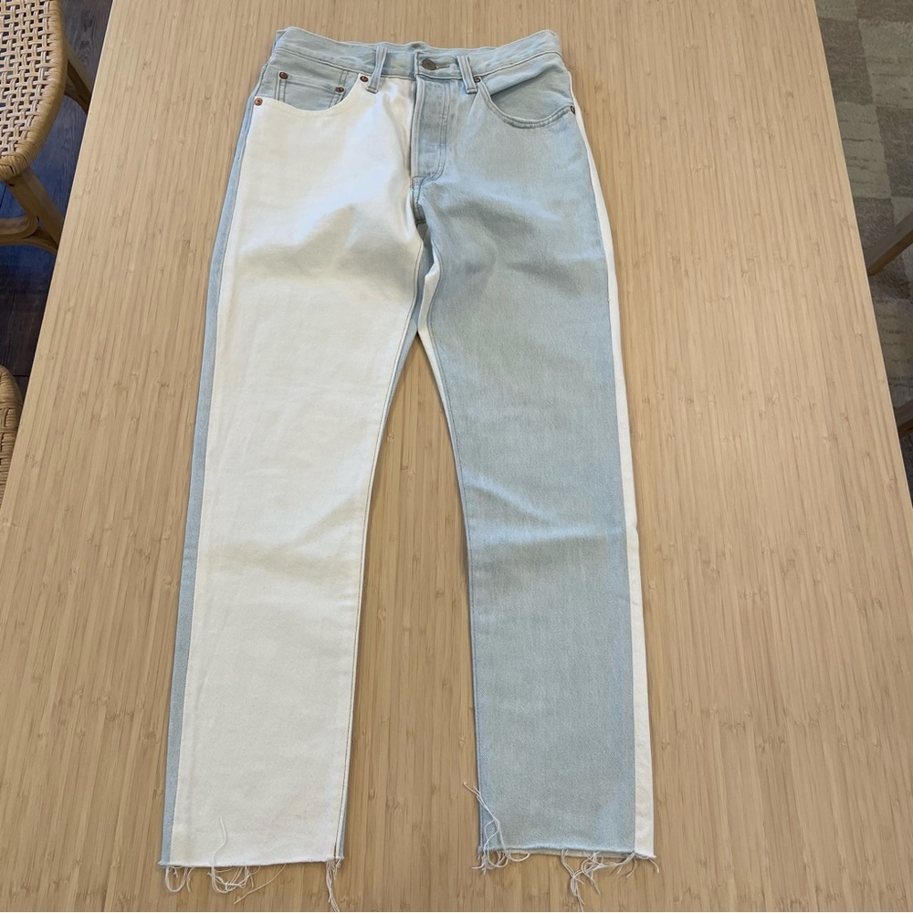Levi's Two-Tone Light Blue and White Colorblock Jeans